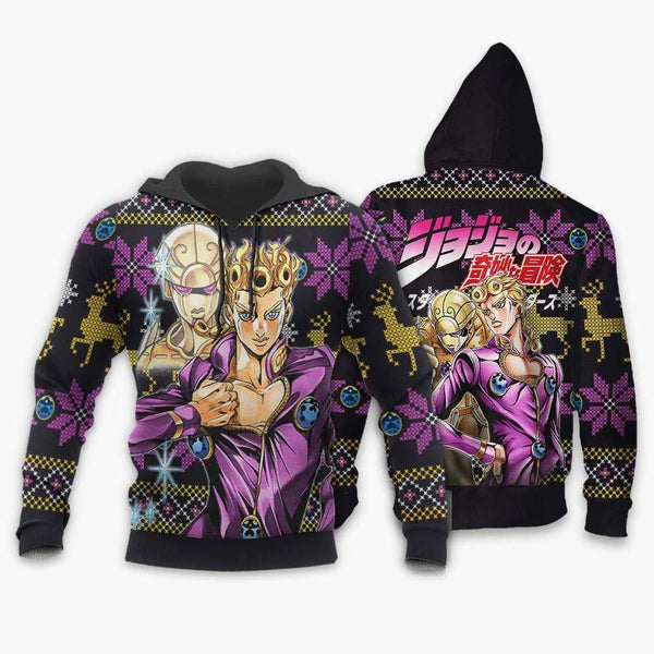 Divesart - Giorno Giovanna Ugly Christmas pusero ja huppari Custom Anime Jojo's Bizzare Adventure -joululahjat
